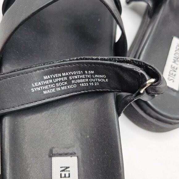 NIB Women's Steve Madden Mayven Black‎ Leather Slides Size 9.5 - Picture 7 of 8